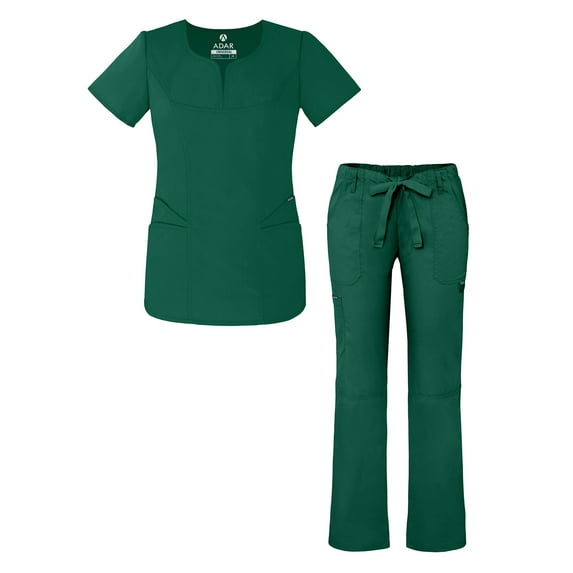 Adar Universal Women’s Scrub Set – Fashion Scrub Top and Multi-Pocket Scrub Pants