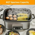 thumbnail image 4 of 8 Quart 12-IN-1 Multi Cooker, Digital Programmable Slow Cooker with LED Display & Timer, 1250W Rice Cooker with Nonstick Inner Pot for Bake, Saute, Roast, Stew, Sous Vide, Dishwasher Safe, Silver, 4 of 9