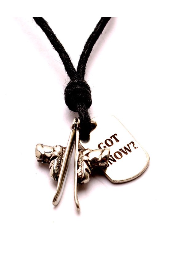 Skiiing Got Snow Winter Silver Pewter Charm Necklace Pendant Jewelry