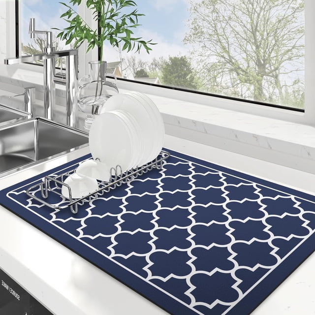WISELIFE Estera para secar platos, tapete de café, tapete de secado súper absorbente, tapetes grandes para secar platos para encimera de cocina, tapete para platos fácil de limpiar, tapete para secar