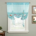 thumbnail image 2 of Teal Summer Coastal Balloon Curtains for Windows, Bedroom Curtains 54 Inch Length, Modern Ocean Waves Starfish Shell Tie Up Curtains Panels Thermal Insulated Bathroom Curtains Window 42"x54", 2 of 8