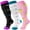Purple Blue Pink, variant on 3 Pairs Plus Size Copper Compression Socks for Women & Men Circulation 20-30 mmHg - Better Blood Flow, Swelling , Best Support for Medical, Running, Nursing