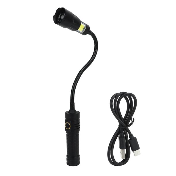 2024 Luz de trabajo LED de 1000 LM, linterna LED flexible magnética, luz de antorcha con zoom TIPO C con luz lateral COB