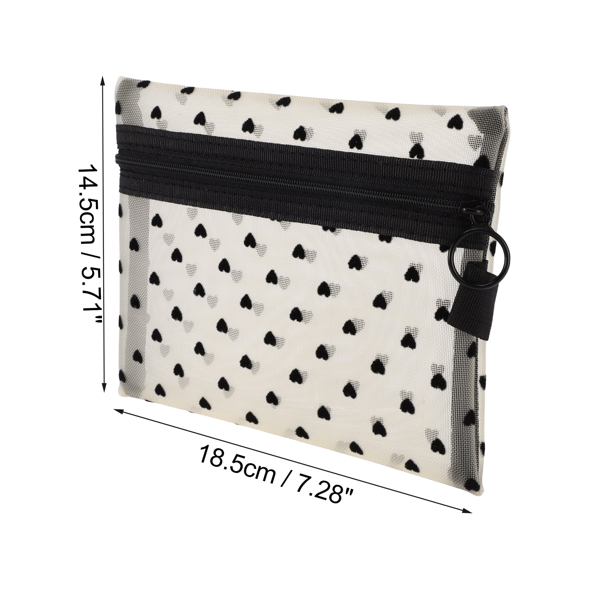 Unique Bargains 1Pc Women Heart Mesh Cosmetic Bag for Storaging Toiletry Beige-Medium