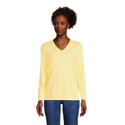Lands' End Women's Relaxed Supima Cotton Long Sleeve V-Neck T-Shirt