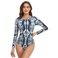 thumbnail image 4 of Women Floral Swimwear Long Sleeve Swimsuit Plus Size Surfing Beachwear Diving Suit Bathing Suit Wetsuit Swimming Costumes Push Up Padded for Surfing Swimming, 4 of 7