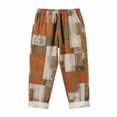 thumbnail image 2 of BUWTTED Mens Casual Pants Retro Vintage Distressed Theme Straight Leg Loose Fit Summer Breathable Color Block Orange Pants XL, 2 of 4