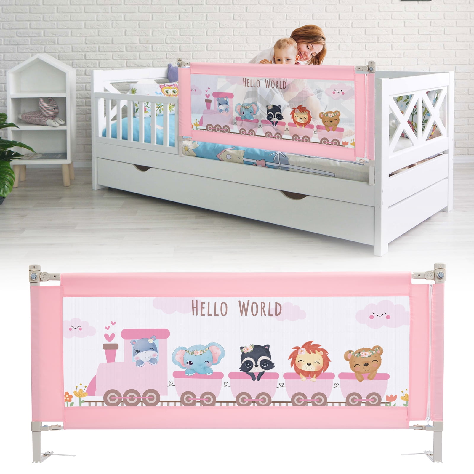 Fitnate Bed Rail for Toddlers Upgraded Bed Guard Rail Baby Boys Girls Protector
