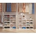 thumbnail image 2 of Foldable Shoe Rack, 4-Tier Stackable Shoe Organizer with Magnetic Clear Doors, Space-Saving Closet Storage for Entryway, 2 of 5