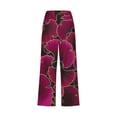 thumbnail image 5 of ZHUGeLI Pants for Women Summer Beach Casual Pants Straight Leg Linen Pants Elastic Waist Boho Floral Print Capri Pants Casual High Waisted Drawstring Beach Pant, 5 of 5