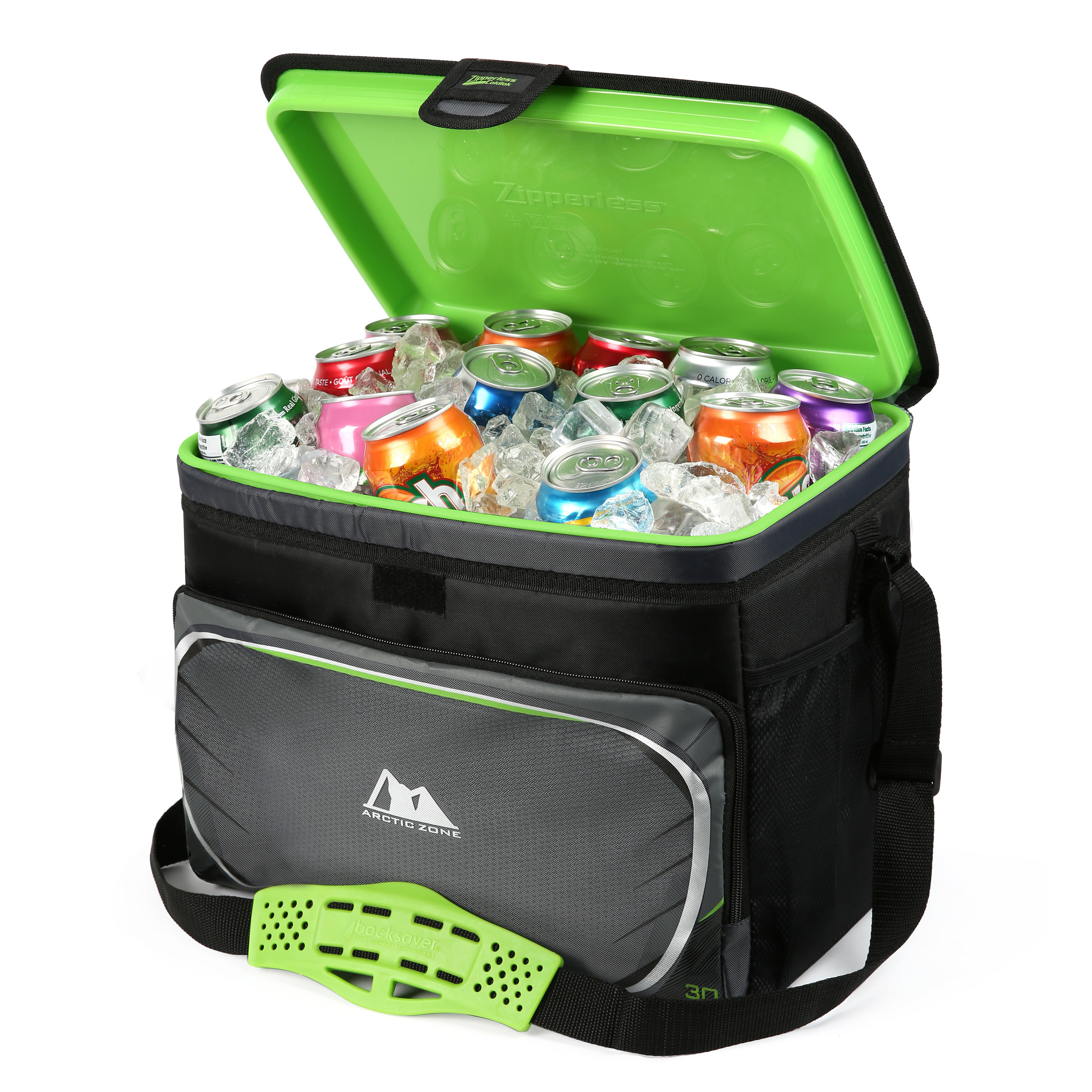 Arctic Zone 30 cans Zipperless Soft Sided Cooler with Hard Liner, Black and Green - image 3 of 11