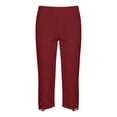 thumbnail image 6 of Ghalytn Plus Size Capri Leggings Women L-5XL, Elastic Waist Cropped Pants with Lace Hem, 6 of 6