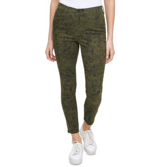 MSRP $80 Calvin Klein Jeans Python-Print High-Rise Skinny Jeans Green Size 25