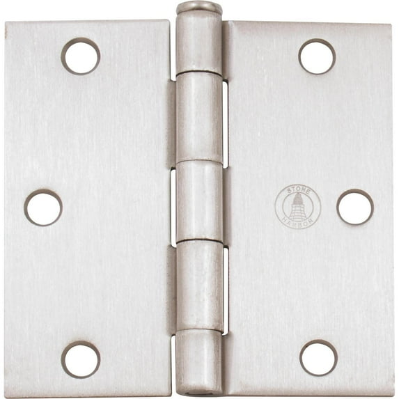 Standard Hinge, 3-1/2 Inches, Square Corner, Bulk Pack (100 Each), Satin Nickel by Stone Harbor Hardware