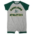 thumbnail image 2 of Infant  Heather Gray Oakland Athletics Extra Base Hit Raglan Full-Snap Romper, 2 of 3