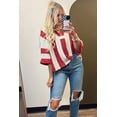 thumbnail image 2 of Women's Red Stripe Colorblock V Neck Sweater – Casual Bracelet Sleeve for Daily Wear | XL, 2 of 5