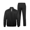 thumbnail image 3 of Men's 2Pc Full Zip Tracksuit, 4 Way Stretch with Reflective Stripes & Zipper Pockets, Straight Leg for Golf Running Gym Black S, 3 of 8