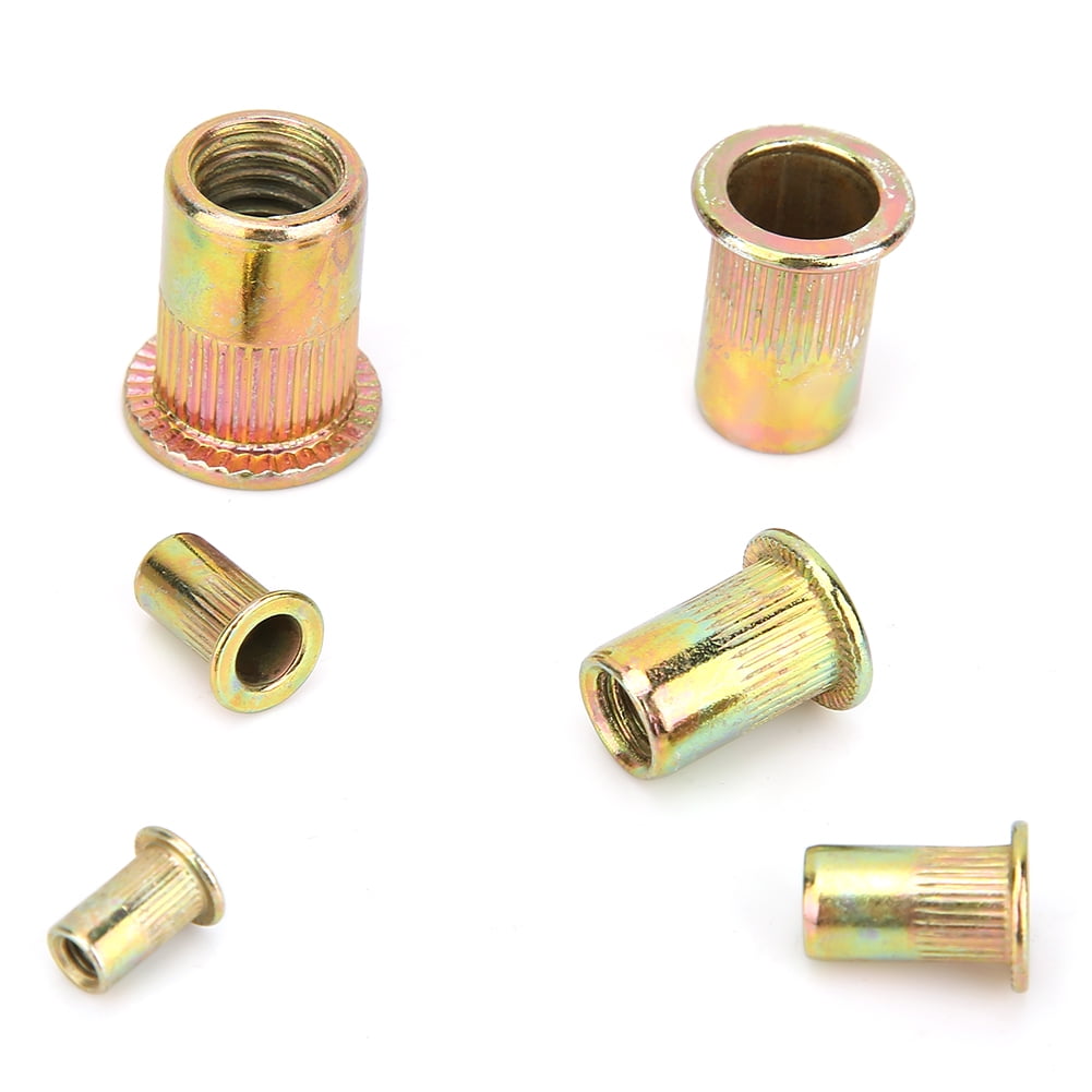 Rivet Nut Kit  Rivet Nut Set  Rivet Nutsert 180pcs M3-M10 Rivet Nut Kit Zinc Plated Carbon Steel Flat Head Threaded Insert Rivet Nutsert
