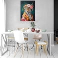 thumbnail image 2 of MUDKET Leopard Canvas Wall Art, Elegant Flower Crown Leopard Wall Pictures for Living Room, Framed Leopard Wall Paintings Prints, Modern Animal Wall Decor for Bedroom Office 40"L x 28"W, 2 of 9