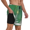 thumbnail image 3 of Picia Christmas Green pattern Mens Swim Trunks with Compression Liner Stretch Beach Shorts Quick Dry with Zipper Pockets No-Chafing Board Shorts-XX-Large, 3 of 9