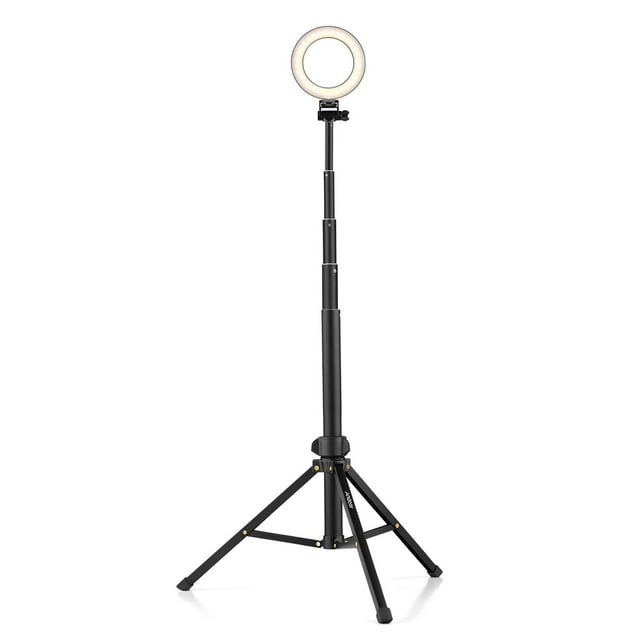 Andoer 1.5m/59in 2-in-1 Tripod Stand + Extendable Selfie Stick Aluminum Alloy with Phone Holder Remote Shutter Compatible with Android Phones for Selfie Group Photo Live Streaming