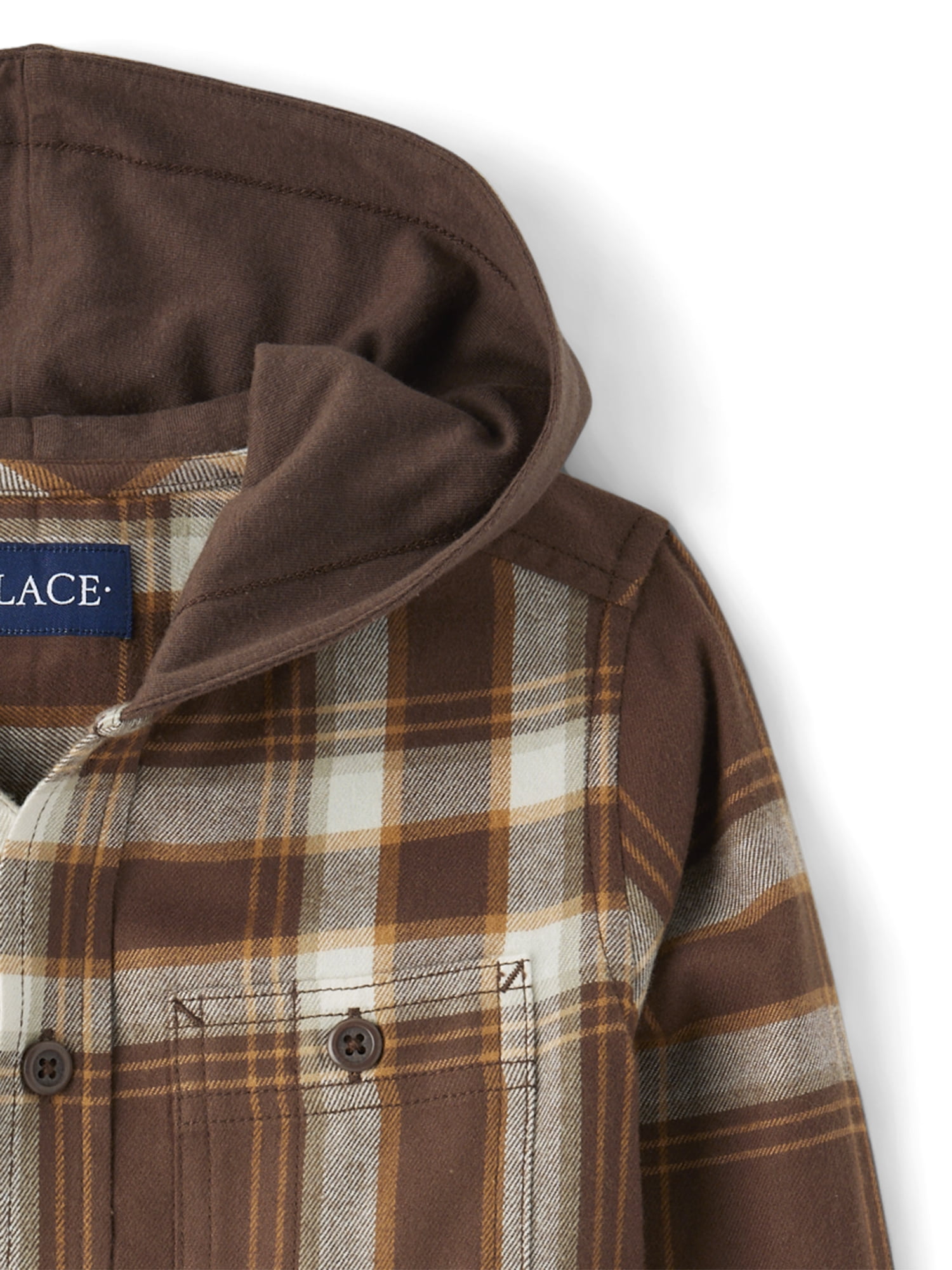 The Children's Place Boys Long Sleeve Plaid Flannel Hooded Top, Sizes XS-XXL
