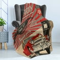thumbnail image 4 of Cars Soft Flannel Fleece Blanket, Poster Style Image Gasoline Station Commercial Element Route 66 IllustrationPrint, Cozy Plush for Indoor and Outdoor Use, 70" x 90", Vermilion Beige, by Ambesonne, 4 of 5