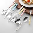thumbnail image 5 of Forks And Spoons with Ceramics Handle, Stainless Steel Utensils Dessert Spoons And Forks Set for 1, Cutlery Set with Color, Flatware Sets for Home Restaurant And Kitchen by Elapind, 5 of 7