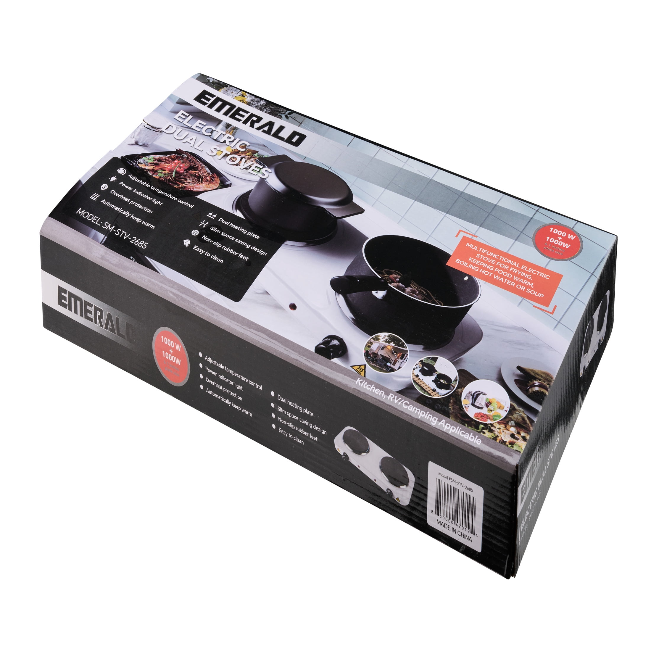 Emerald 5.5” 2-Coil White Electric Countertop Burner