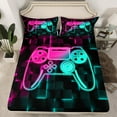 thumbnail image 2 of Erosebridal Abstract Gamepads Sheet Set Twin,Gradient Ombre Bedding Sets Twin Size,Geometric Plaid Twin Sheet Sets,Breathable Video Game Bedroom Decoration,3pcs, 2 of 7