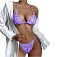 thumbnail image 6 of Puntoco Women Swimwear clearance Women Small Fresh Floral Fluorescent Color Printing Split Bikini Set Swimwear Purple 4(S), 6 of 9