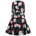 thumbnail image 4 of asdoklhq Skirt for Women Plus Size,Christmas O-Neck High Waist Long Sleeve Black Ribbon Large Skirt Gown Retro Dress, 4 of 4