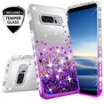 thumbnail image 1 of Compatible for Samsung Galaxy Note 8 Case, with [Temper Glass Screen Protector] SOGA Diamond Glitter Liquid Quicksand Cover Cute Girl Women Phone Case [Clear/Purple], 1 of 6
