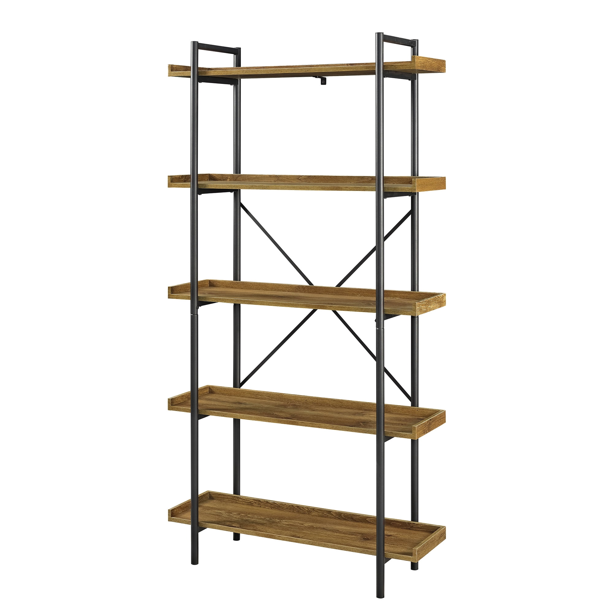 Woven Paths Urban Pipe Rustic Industrial Bookshelf, Barnwood