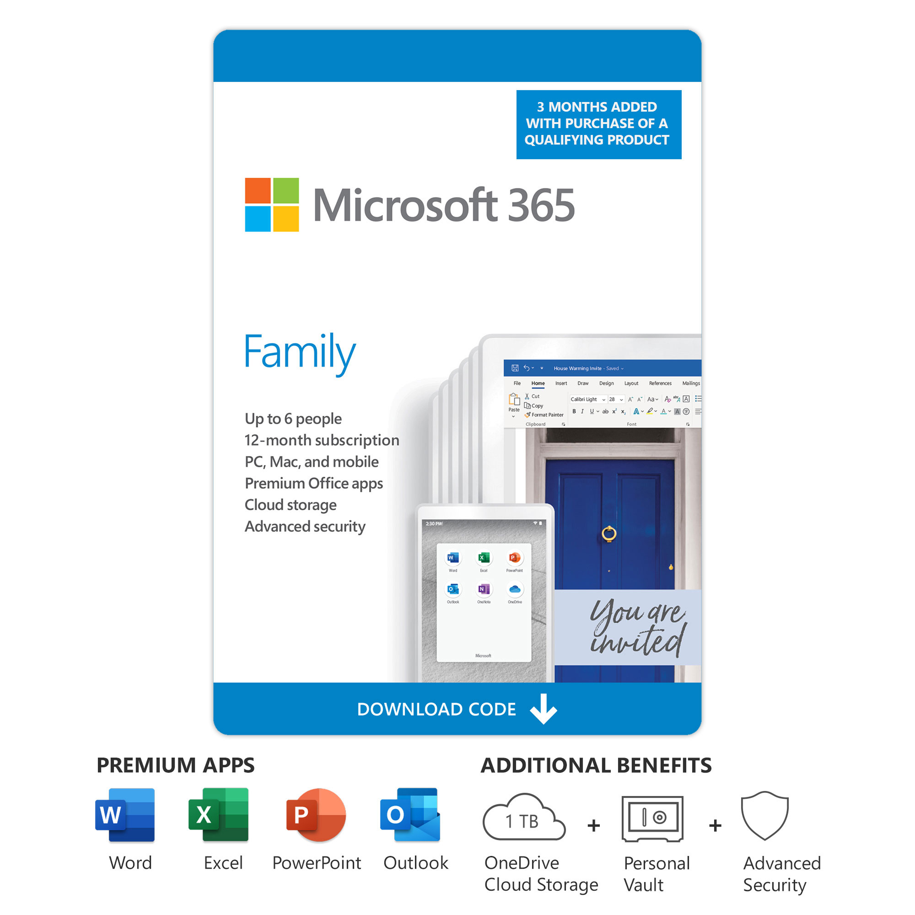 Microsoft 365 Family 15 Month Subscription Email Delivery 