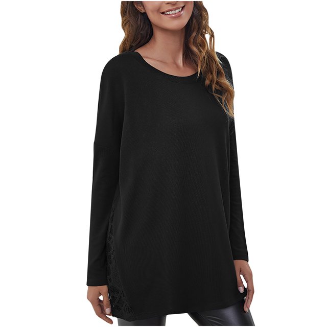 Blusa de manga larga con cuello redondo para mujer a la moda Fridja fhghd659