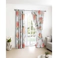 thumbnail image 3 of Peach Blackout Curtains for Bedroom/Living Room, Thermal Insulated Kitchen Curtains, Spring Floral Green Leaf Botanical Pink Fruit Grommet Darkening Window Treatment Drapes 42"x84"x2, 3 of 8