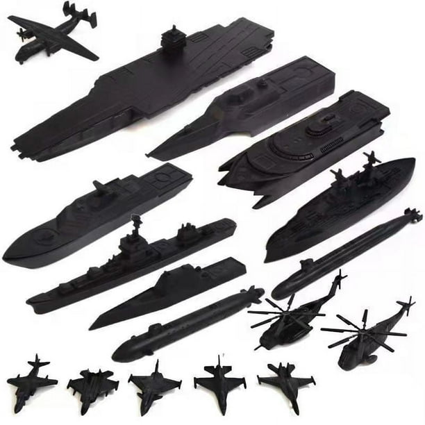 Modelo de barco de juguete, portaaviones, destructor, portaaviones, helicóptero, caza, submarino nuclear, crucero, acorazado, juego de 17 piezas