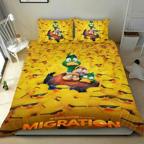 Migración Conjunto de sábanas temático, trío de piezas, cómodo y amigable con la piel, diseño único, regalo de decoración para el hogar para familiares, amigos y fans, 90 cm * 190 cm