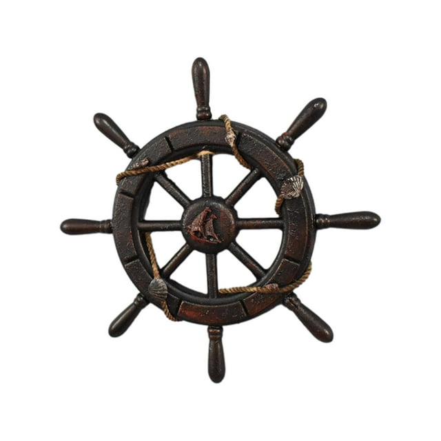 Nautical Boat Steering Wall Decor Figurine Craft Ship Rudder Shaped for Bathroom 34cm