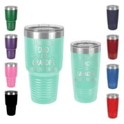 I Have 2 Titles Dad and Grandpa and I Love Them Both - Engraved 30 oz Tumbler Mug Cup Unique Funny Birthday Gift Graduation Gifts for Men Fathers Day Daddy Papa Pops best buckin Father (30 Ring, Teal)