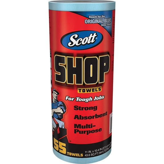 Scott Shop Towels Roll - Multipurpose, Blue - 55 Towels
