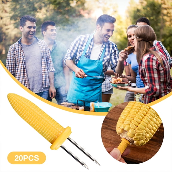 Clearance Item!npkgvia Barbecue Forks,Kitchen Utensils,20 The Handles of The Corn Holders for Eating Stainless Steel Corn Cob Holder Impale The Pins On The Holder to Each Side of Ccookware,Yellow