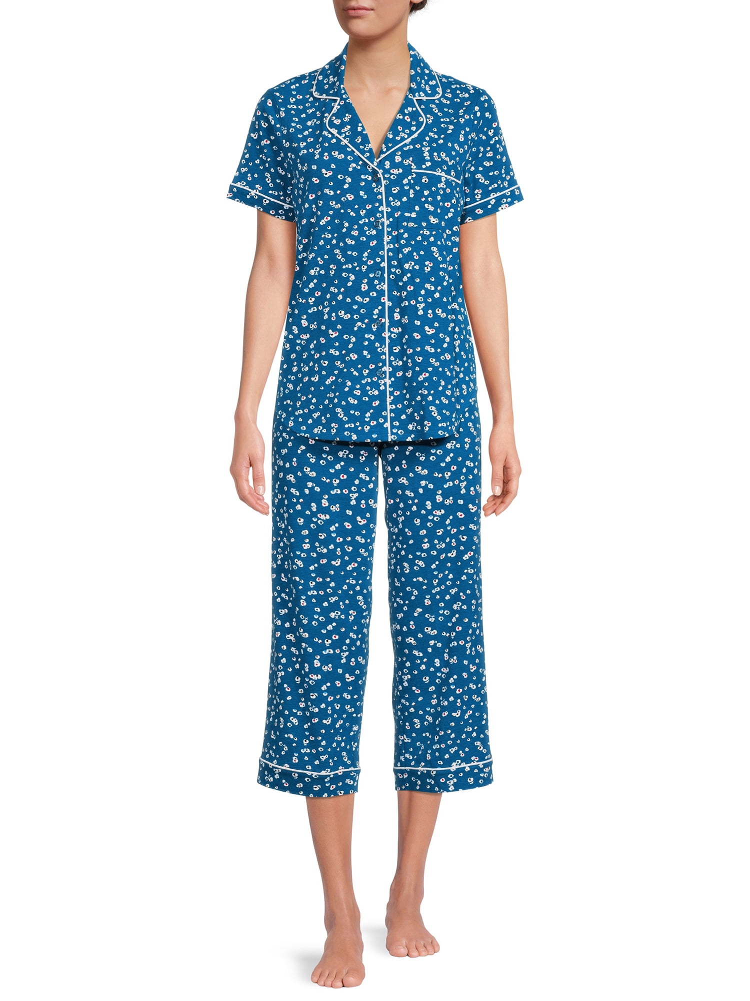 Secret Treasures Women's Plus Traditional Short Sleeve Notch Collar Pajamas Set