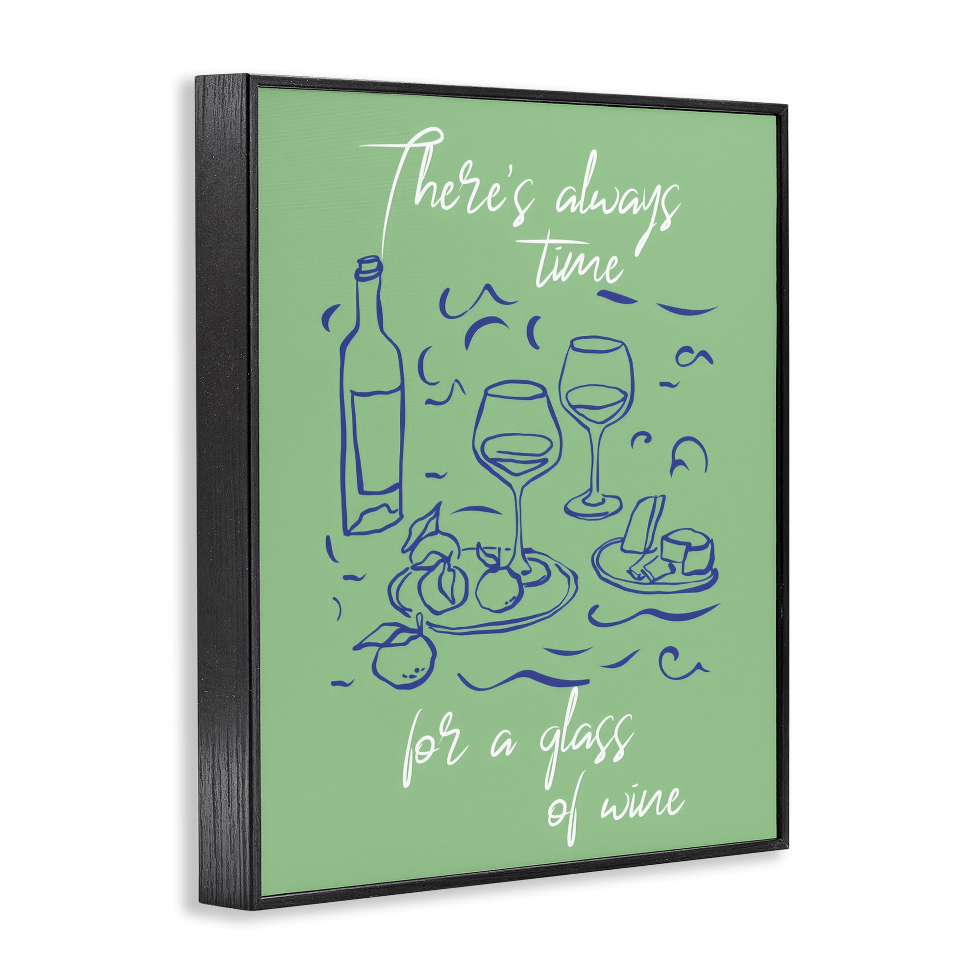 Stupell Industries Always Time For Glass Of Wine Black Framed Giclee Art, design by The Prints Vibe