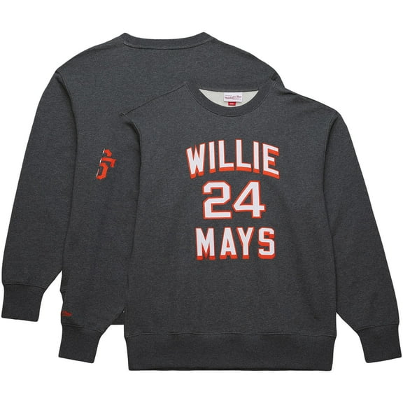 Men's Mitchell & Ness Willie Mays Heather Charcoal San Francisco Giants Legends Collection Vintage Logo Name & Number
