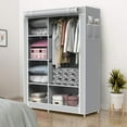 thumbnail image 4 of Portable Closet, Kvago Wardrobe Closet for Hanging Clothes with Hanging Rods, 5 Clothes Storage Organizer Shelves, Gray Closet, Quick and Easy to Assemble, 4 of 8