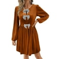 thumbnail image 3 of Fznquz Robes Midi pour Femmes Formelles en Velours à Manches Longues Dorées Ligne A Hiver Fête 2026 Printemps Robe pour Femmes, 3 of 6
