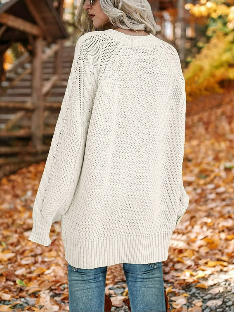 MOSHU Oversized Sweaters for Women Cable Knit Chunky Pullover