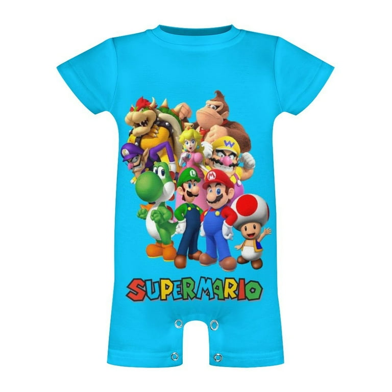 Luigi Super Mario Brother Baby One-Piece Rompers Short Sleeve